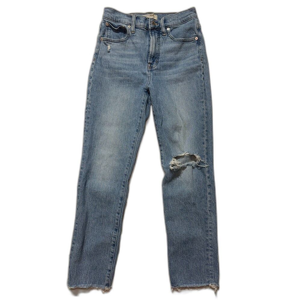Madewell Perfect Vintage Jeans Womens 26 Light Wash Distressed Raw Hem High Rise